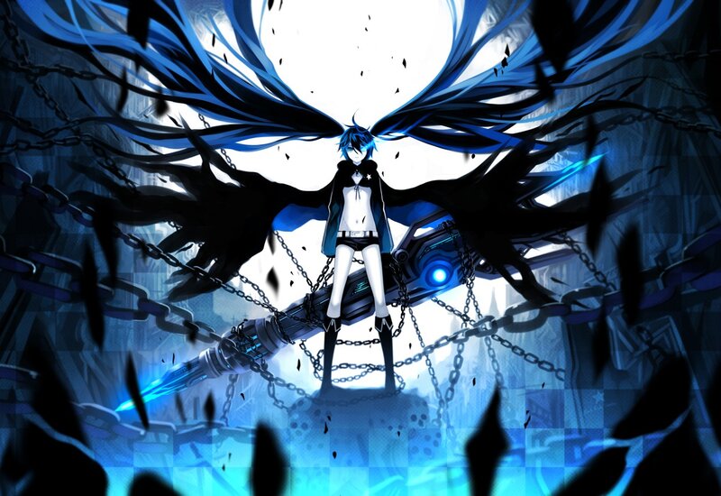 Blue-haired Anime Character — Blue, Dramatic, Digital Art, Wings
