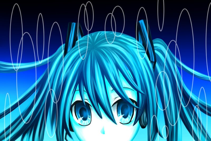 Blue-haired Anime Character — Blue, Dramatic, Hair