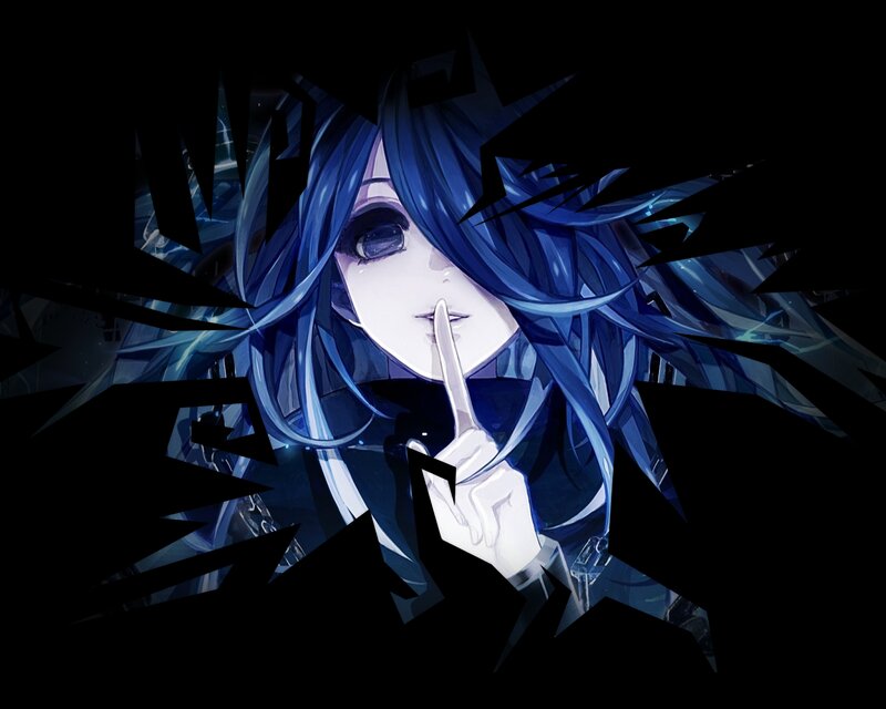 Blue-haired Anime Character — Blue, Dramatic, Hand Gesture