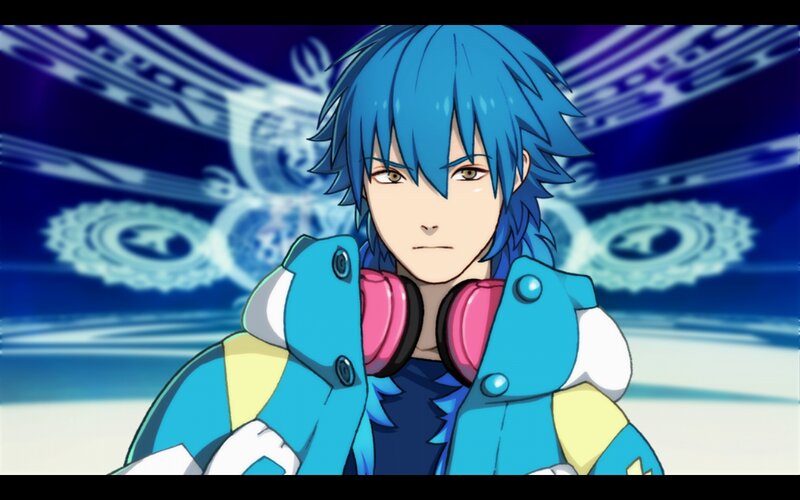 Blue-haired Anime Character — Blue, Dramatic, Headphones, Jacket