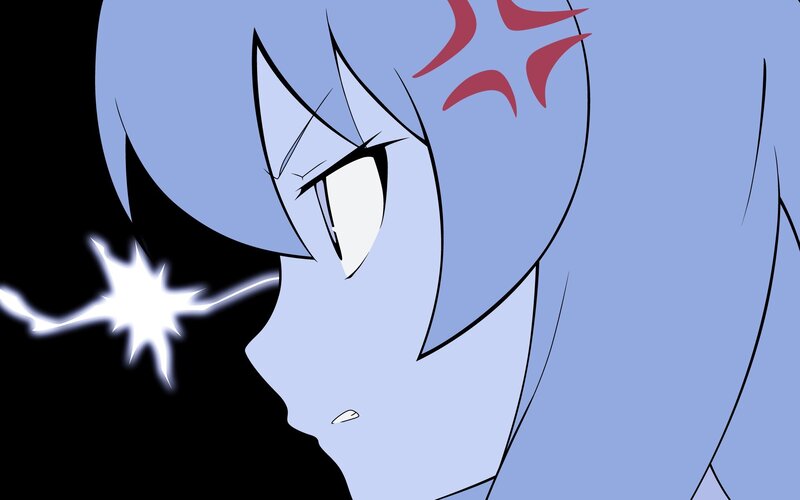 Blue-haired Anime Character — Blue, Dramatic, Lightning Bolt