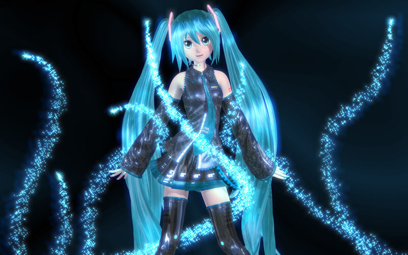 Blue-haired Anime Character — Blue, Dramatic, Night, 3d Render