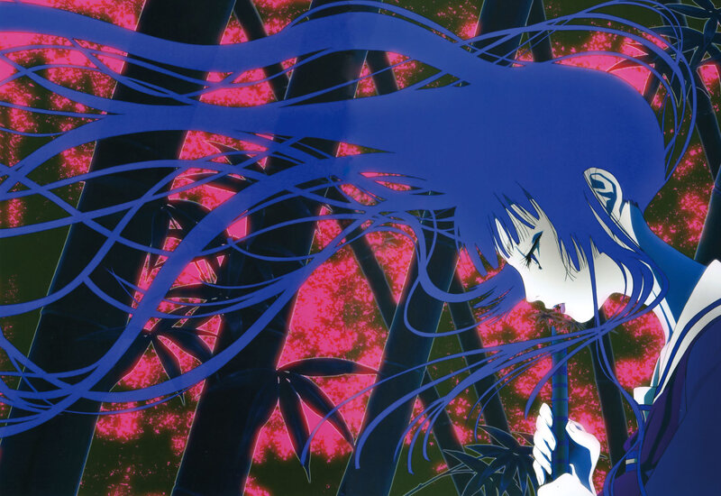 Blue-haired Anime Character — Blue, Dramatic, Night, Bamboo Forest