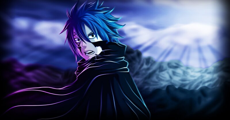 Blue-haired Anime Character — Blue, Dramatic, Night, Cloak