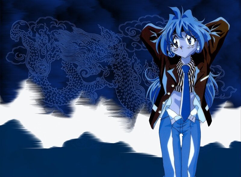 Blue-haired Anime Character — Blue, Dramatic, Night, Dragon