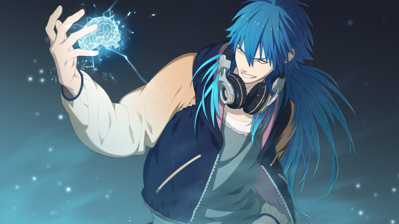 Blue-haired Anime Character — Blue, Dramatic, Night, Headphones, Brain
