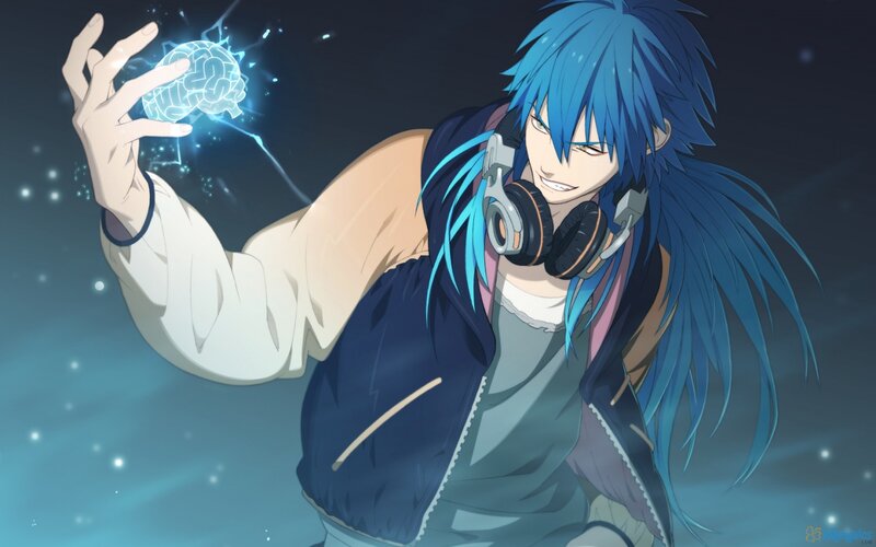 Blue-haired Anime Character — Blue, Dramatic, Night, Headphones