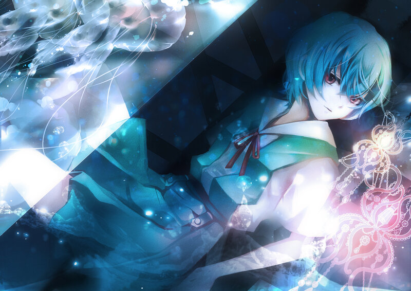 Blue-haired Anime Character — Blue, Dramatic, Night, Jellyfish