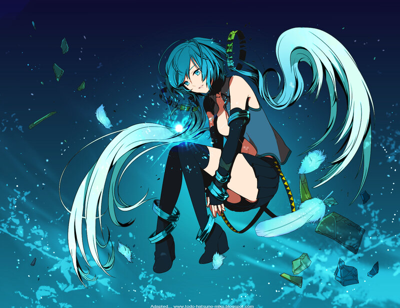 Blue-haired Anime Character — Blue, Dramatic, Night, Long Hair