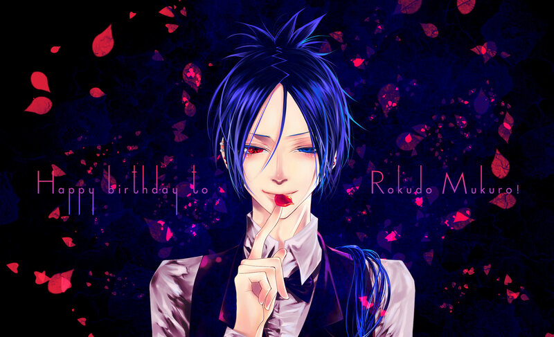 Blue-haired Anime Character — Blue, Dramatic, Night, Red Petals