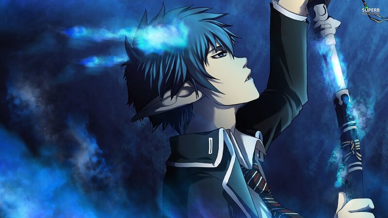 Blue-haired Anime Character — Blue, Dramatic, Night, Sword, Magic, Uniform