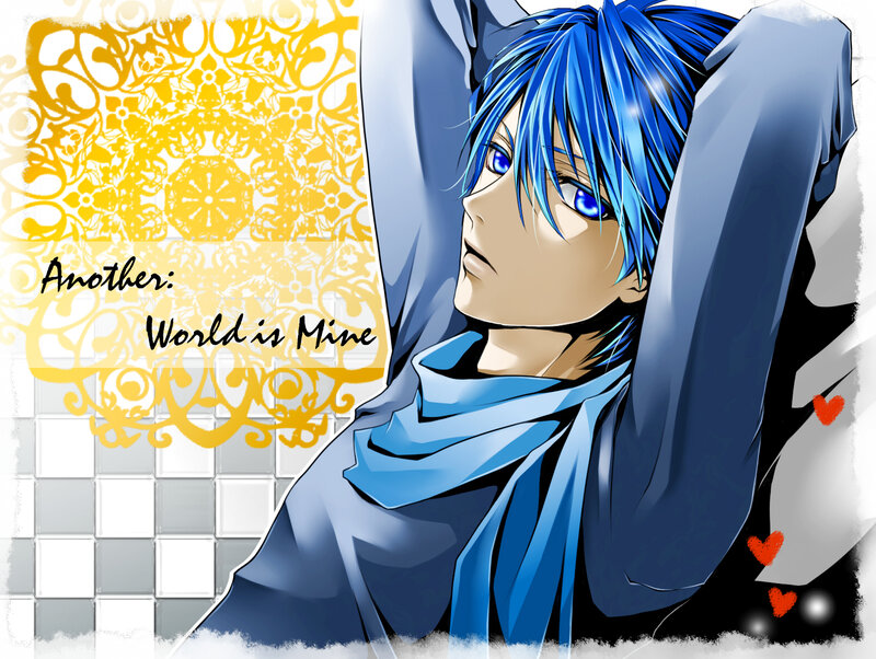 Blue-haired Anime Character — Blue, Dramatic, Scarf, Hearts
