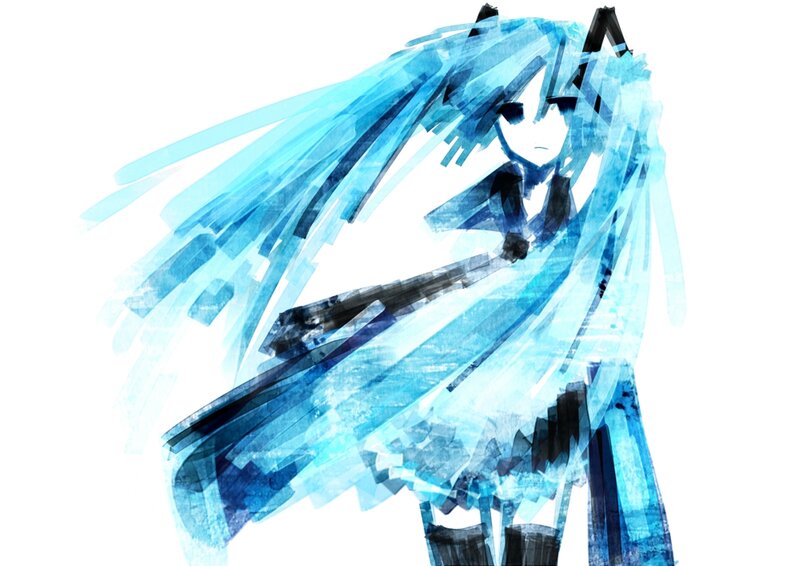 Blue-haired Anime Character — Blue, Dynamic, Digital Art, Long Hair