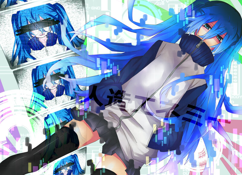 Blue-haired Anime Character — Blue, Dynamic, Digital Interface