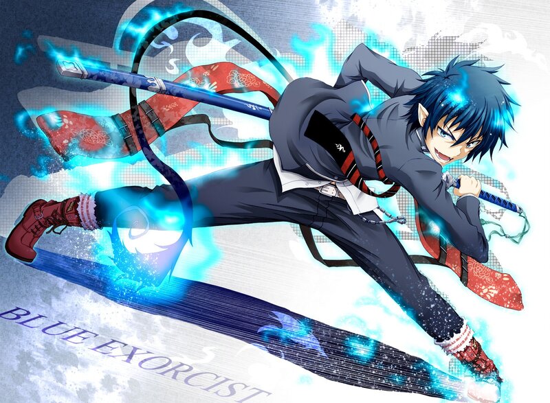 Blue-haired Anime Character — Blue, Dynamic, Energetic, Sword