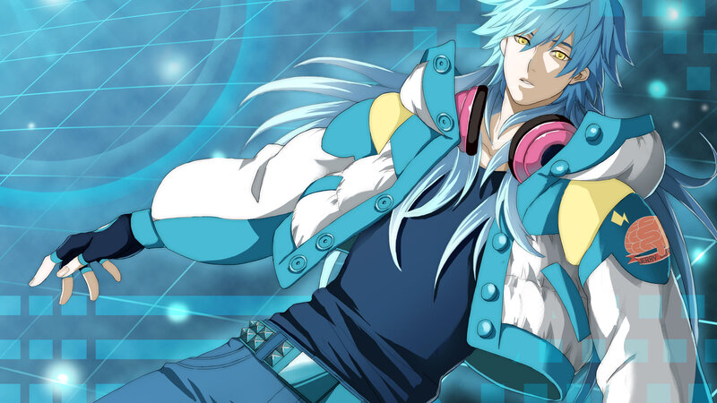 Blue-haired Anime Character — Blue, Dynamic, Headphones, Jacket