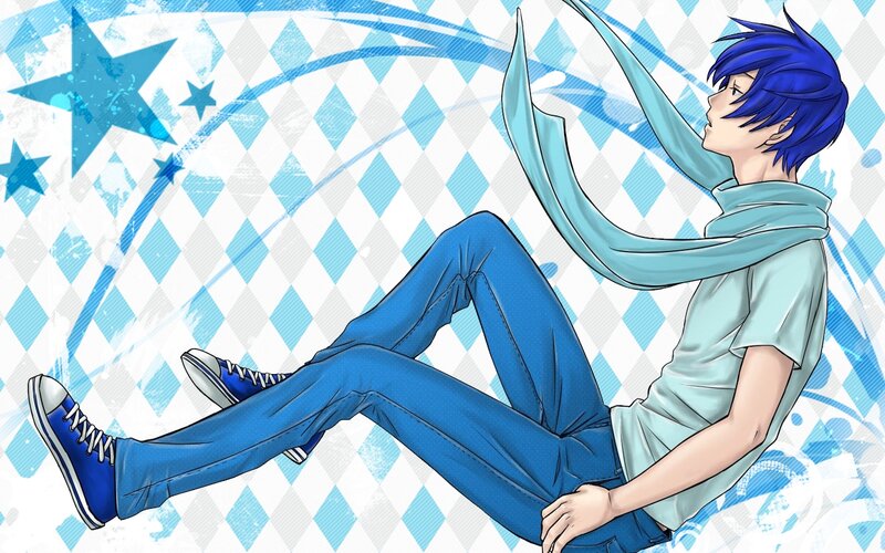 Blue-haired Anime Character — Blue, Dynamic, Scarf