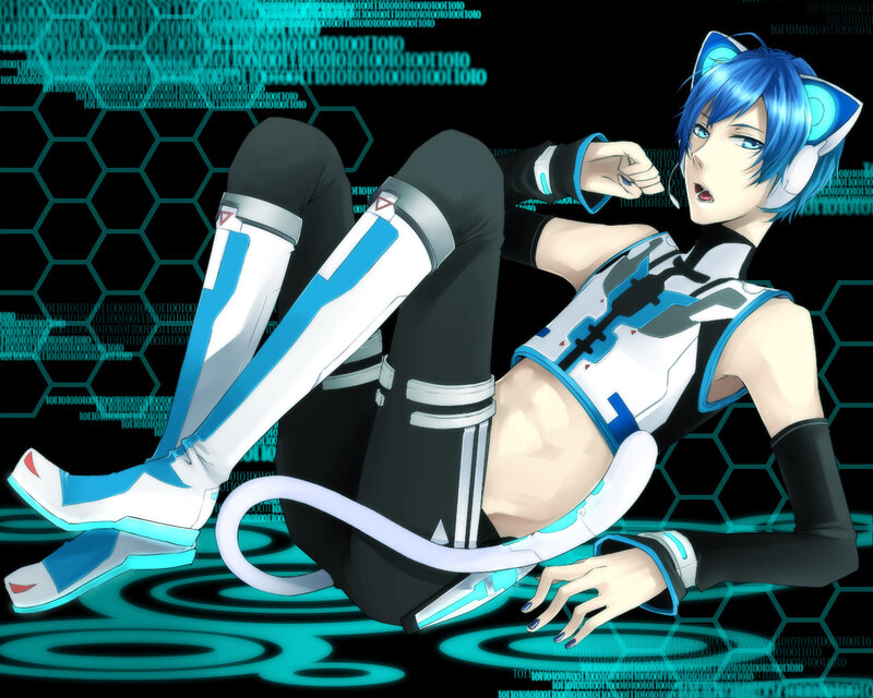 Blue-haired Anime Character — Blue, Futuristic, Cat Ears