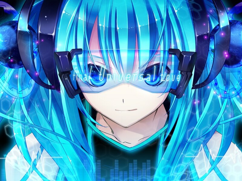 Blue-haired Anime Character — Blue, Futuristic, Headphones