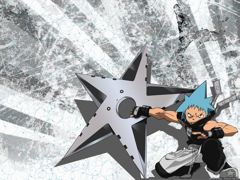 Blue-haired Anime Character — Blue, Intense, Shuriken