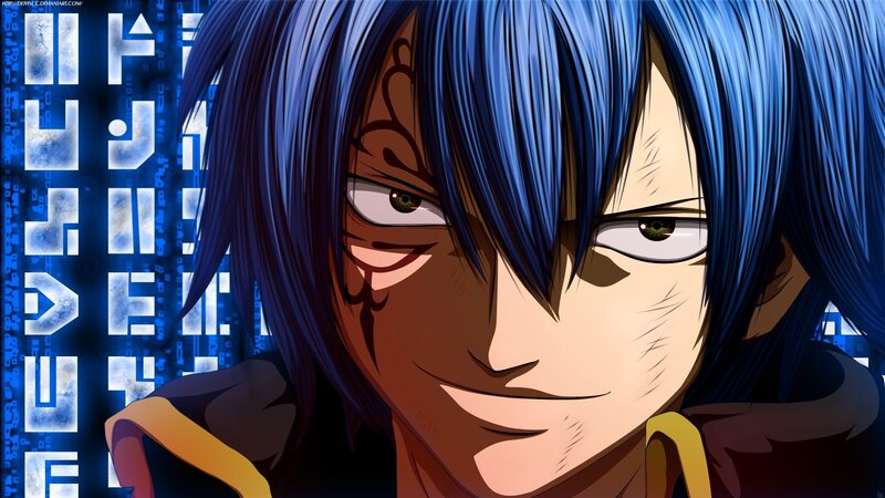 Blue-haired Anime Character — Blue, Intense, Tattoo, Digital Background