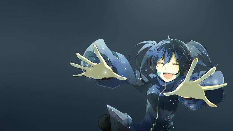 Blue-haired Anime Character — Blue, Joyful