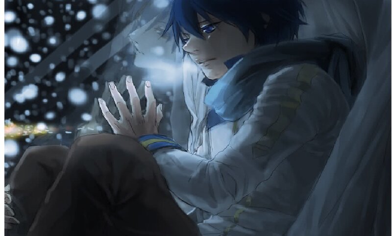 Blue-haired Anime Character — Blue, Melancholic, Night