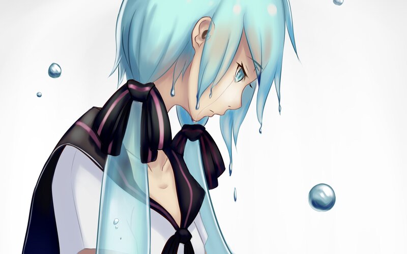 Blue-haired Anime Character — Blue, Melancholic, Tears