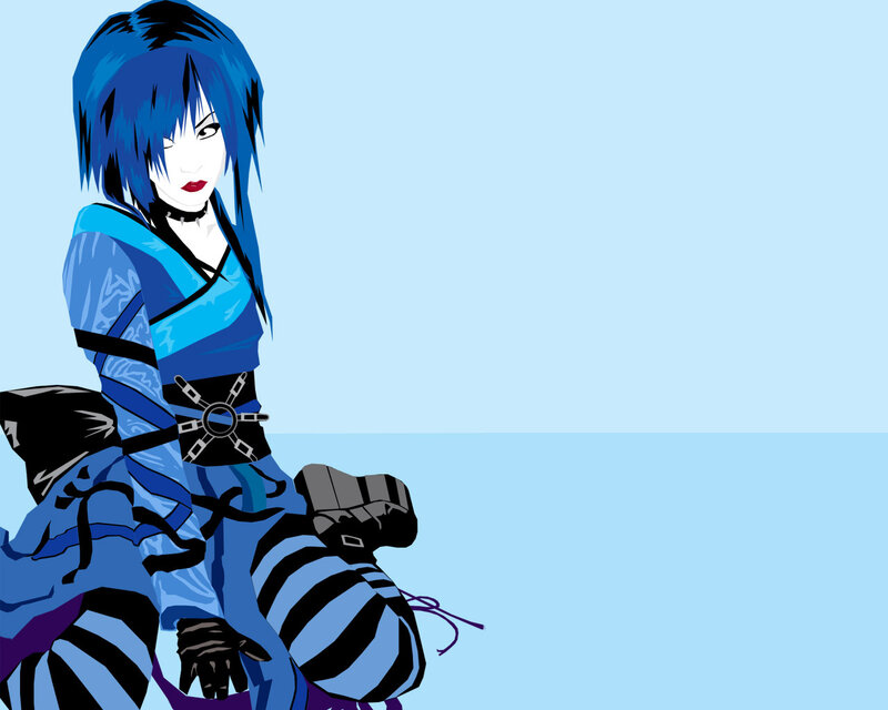 Blue-haired Anime Character — Blue, Neutral, Choker