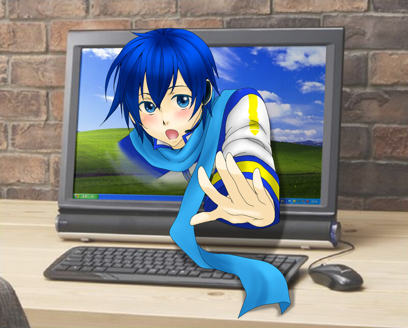 Blue-haired Anime Character — Blue, Playful, Digital Art