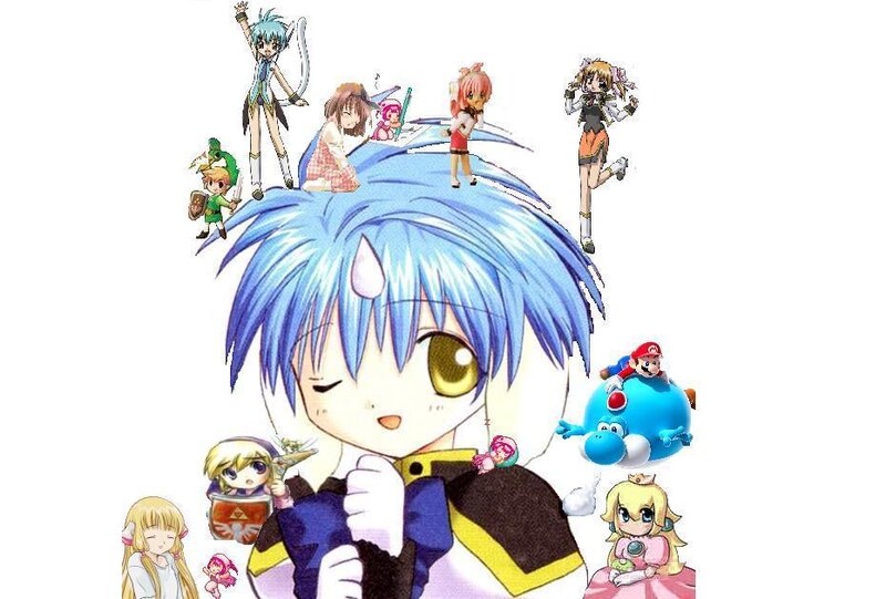 Blue-haired Anime Character — Blue, Playful, Mario