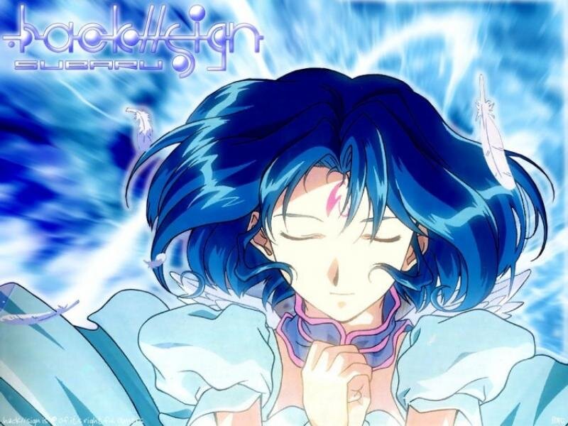 Blue-haired Anime Character — Blue, Serene, Feather