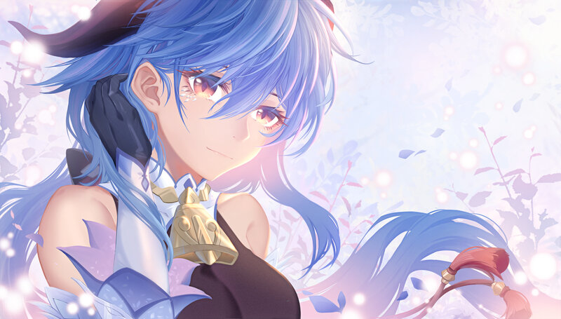 Blue-haired Anime Character — Blue, Serene, Spring, Digital Art