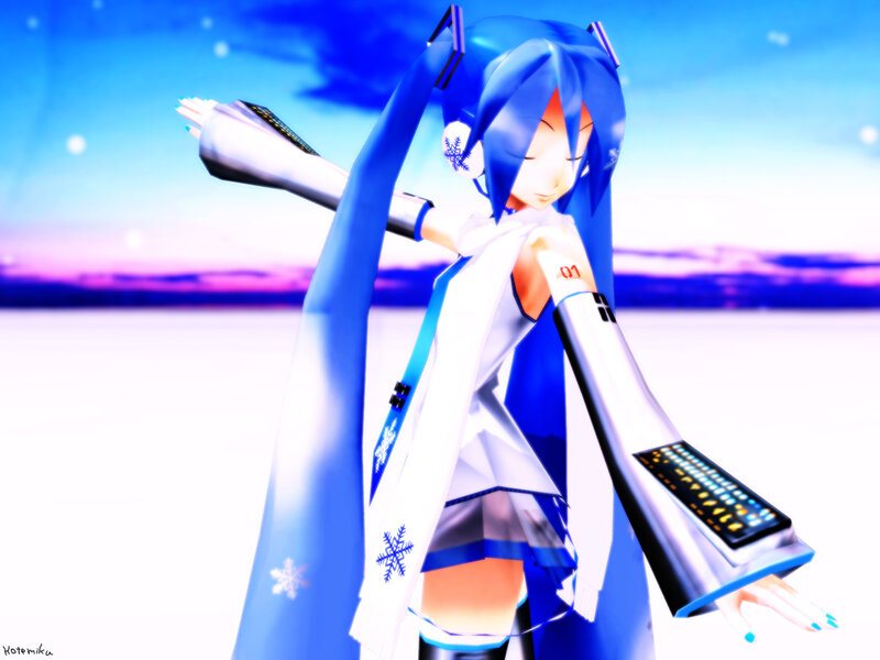 Blue-haired Anime Character — Blue, Serene, Sunset