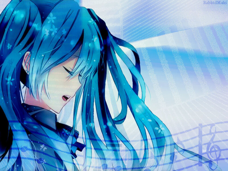 Blue-haired Anime Character — Blue, Serene