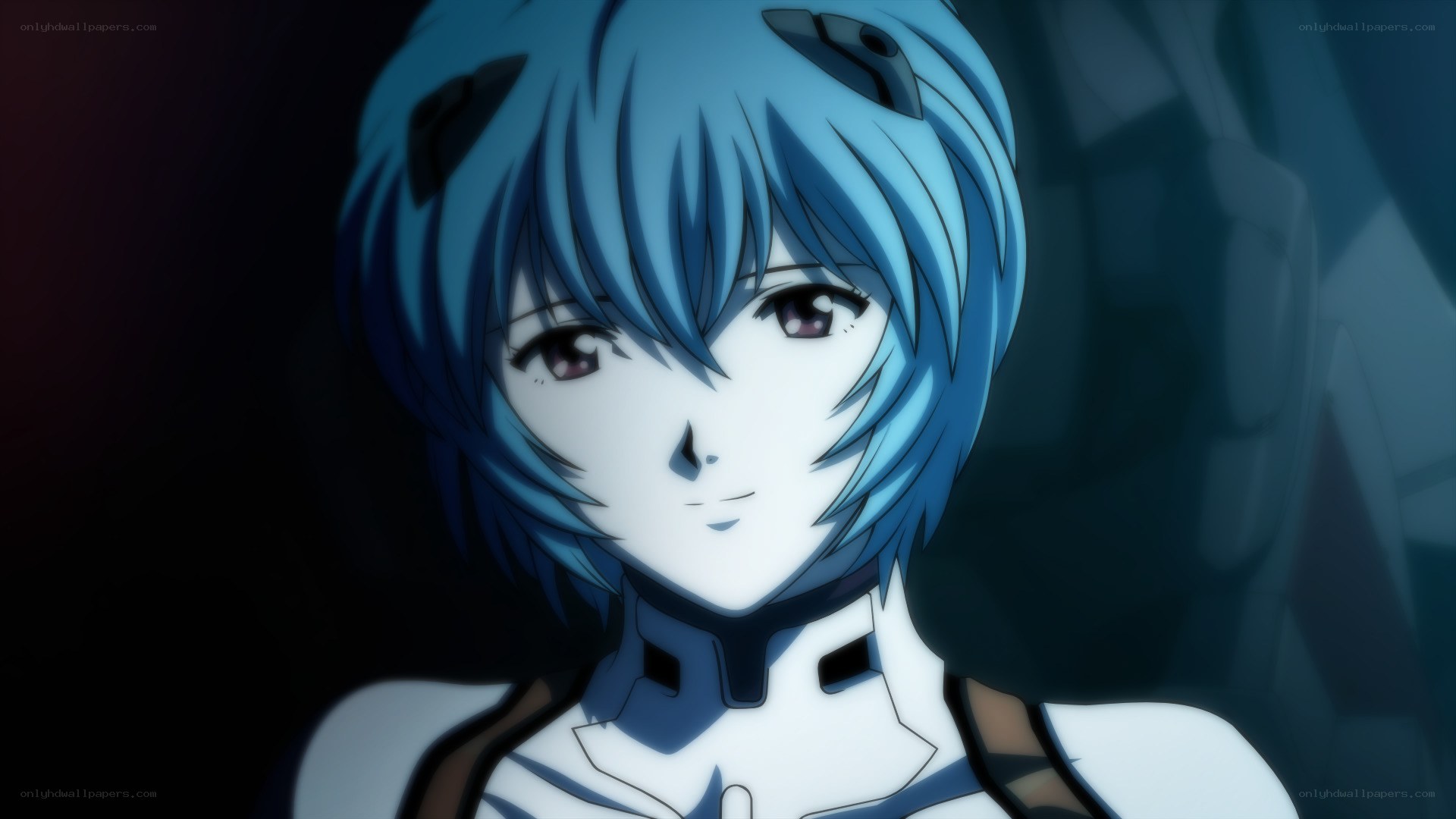 blue-haired anime character close-up