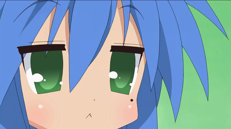 blue-haired anime character close-up