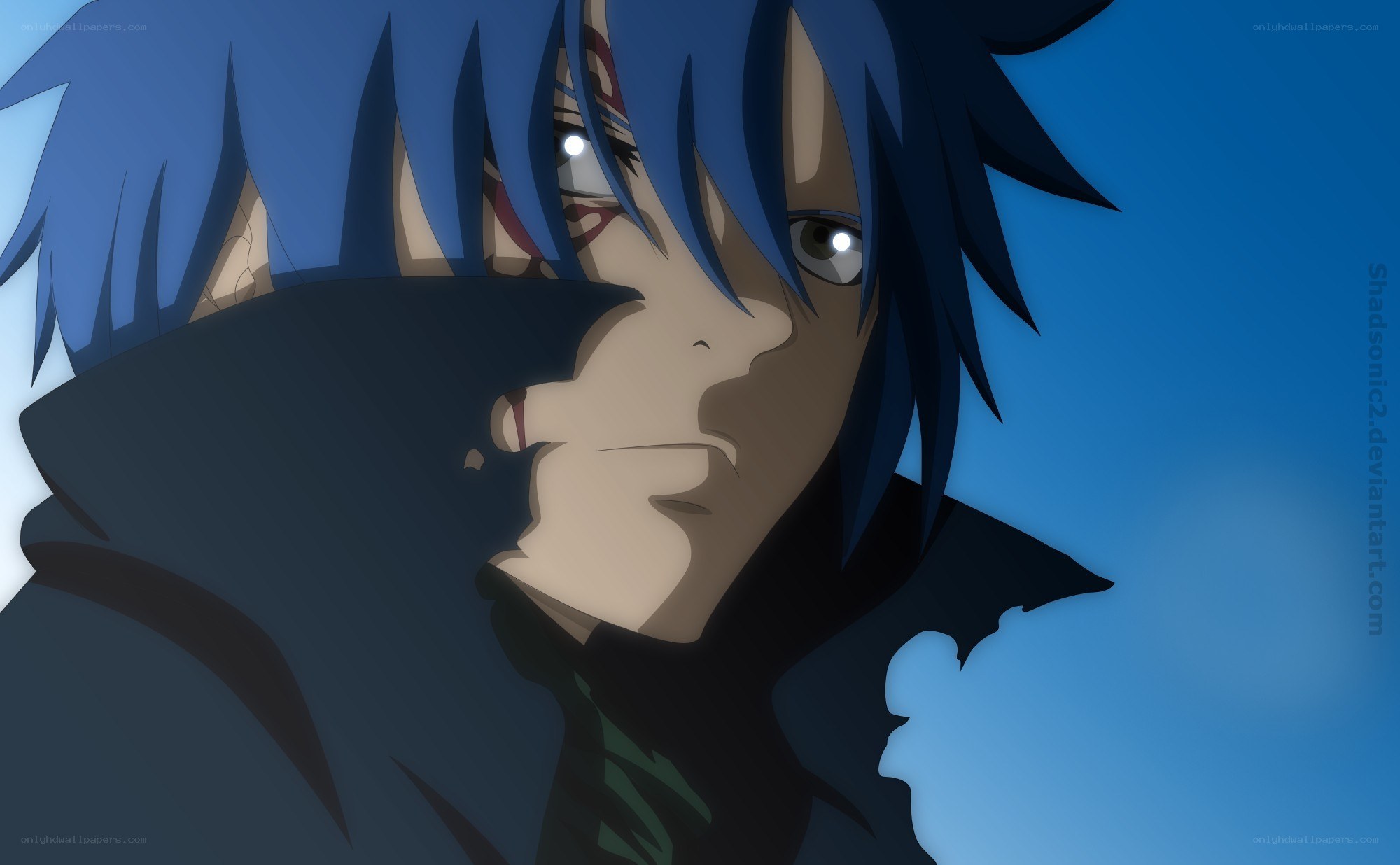 blue-haired anime character close-up