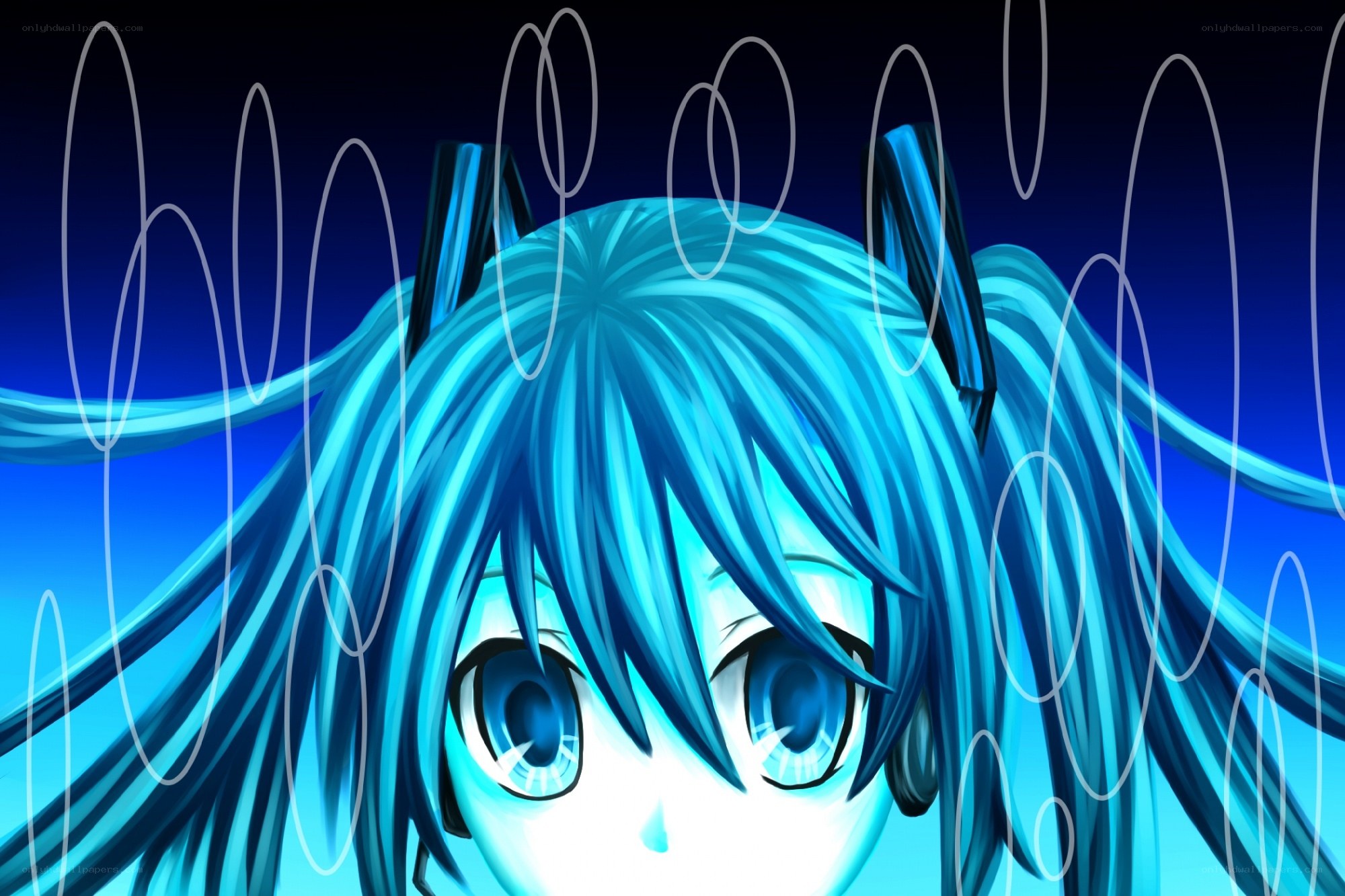 blue-haired anime character close-up