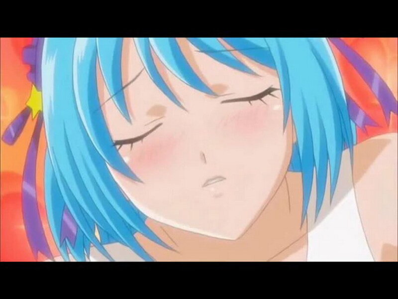 blue-haired anime character close-up