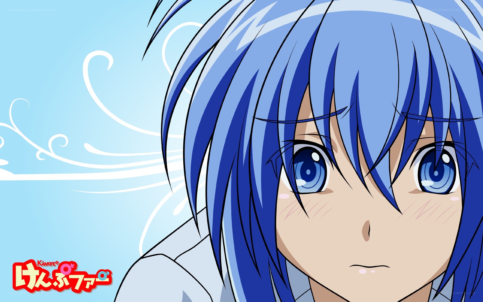 blue-haired anime character close-up