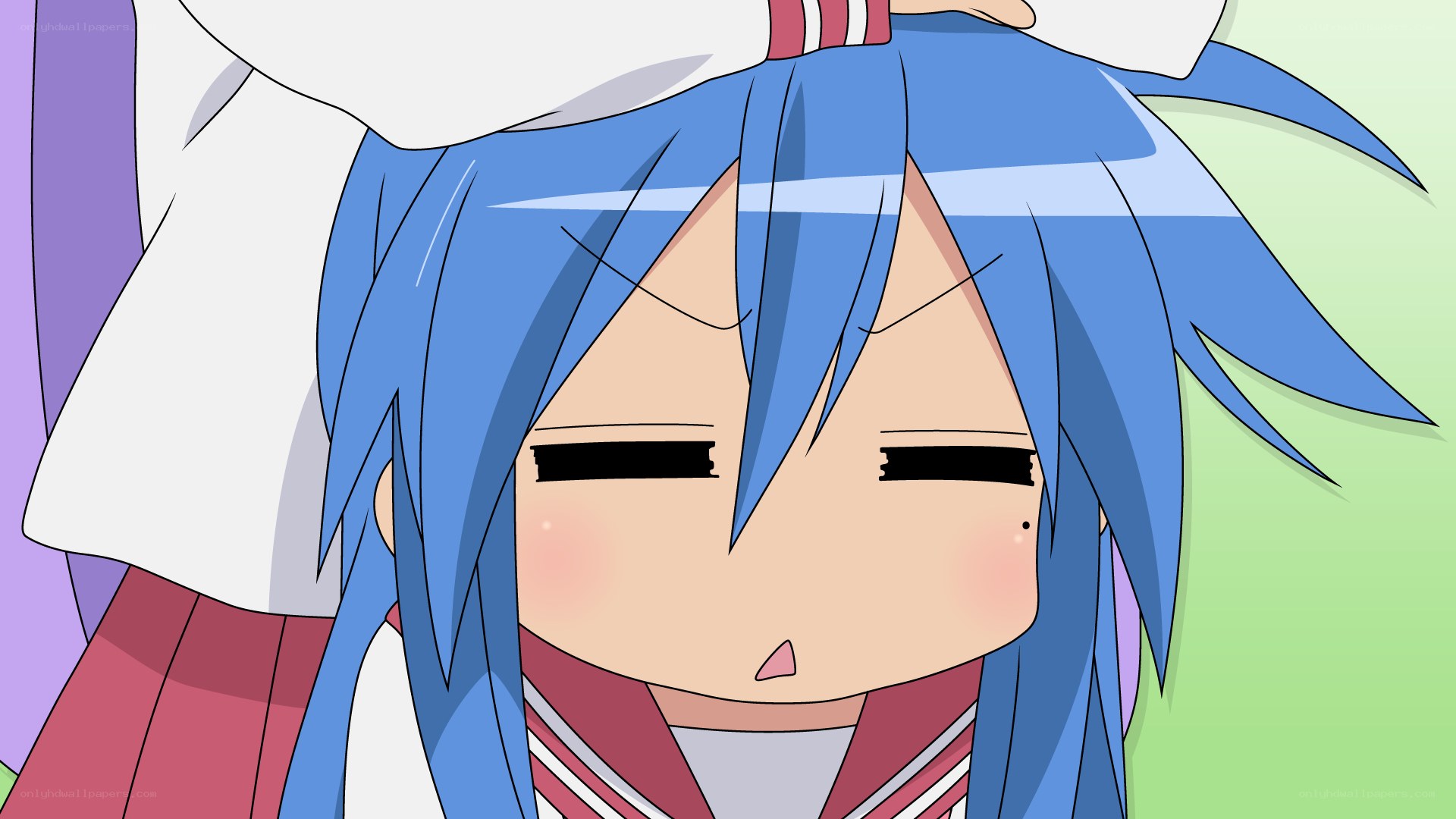blue-haired anime character close-up