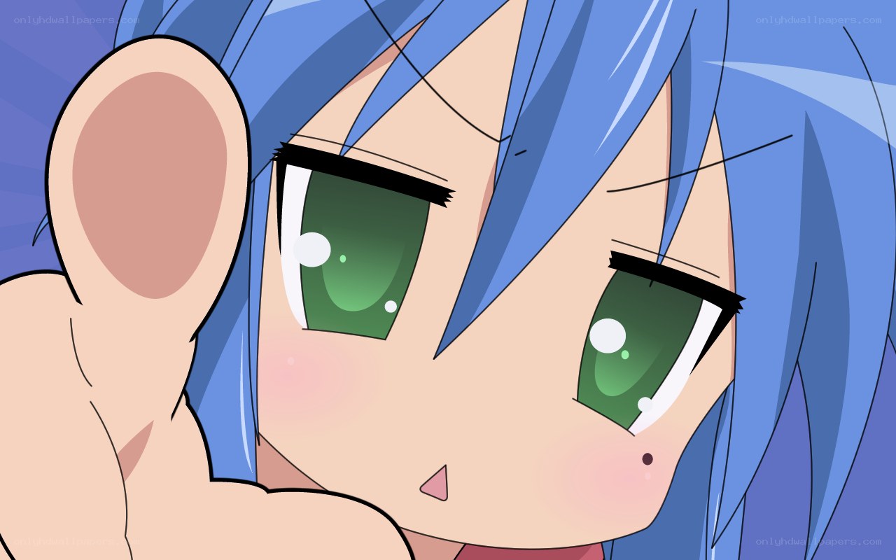 blue-haired anime character close-up