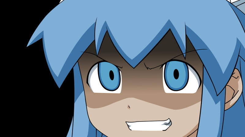 blue-haired anime character close-up
