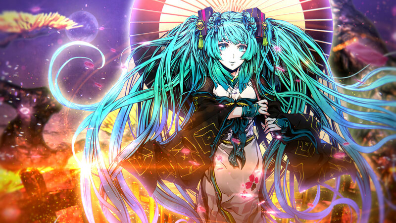 Blue-haired Anime Character — Cyan, Dramatic, Night