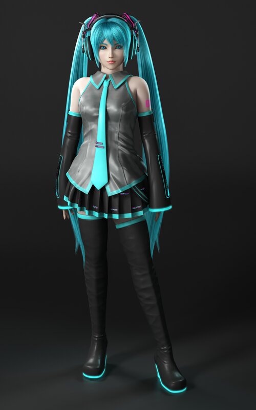 Blue-haired Anime Character — Cyan, Neutral
