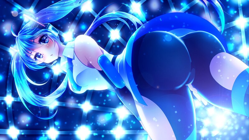 blue-haired anime character dancing