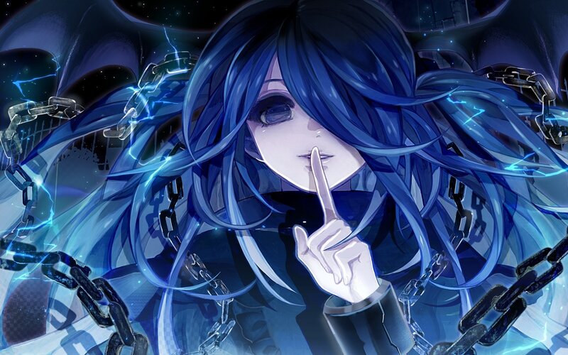 Blue-haired Anime Character — Dramatic