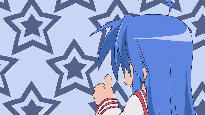 blue-haired anime character giving thumbs up
