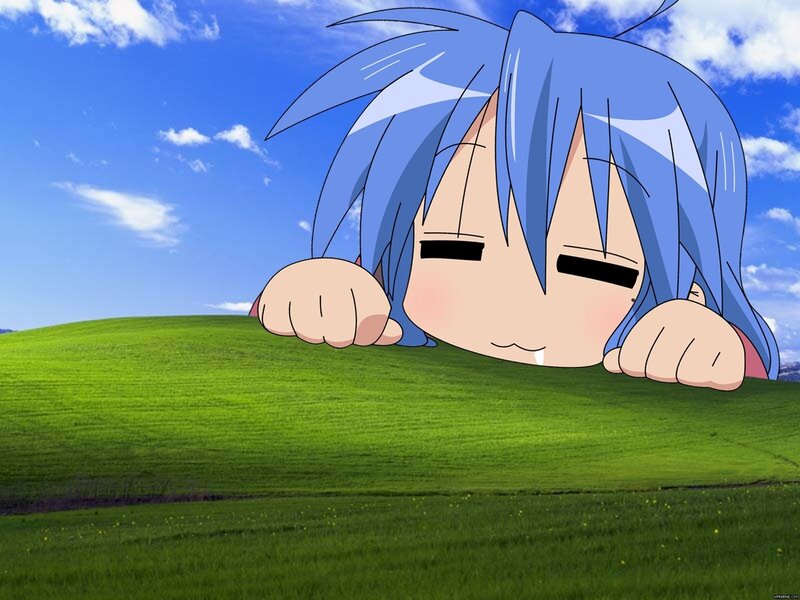 Blue-haired Anime Character — Green, Serene, Afternoon, Grass